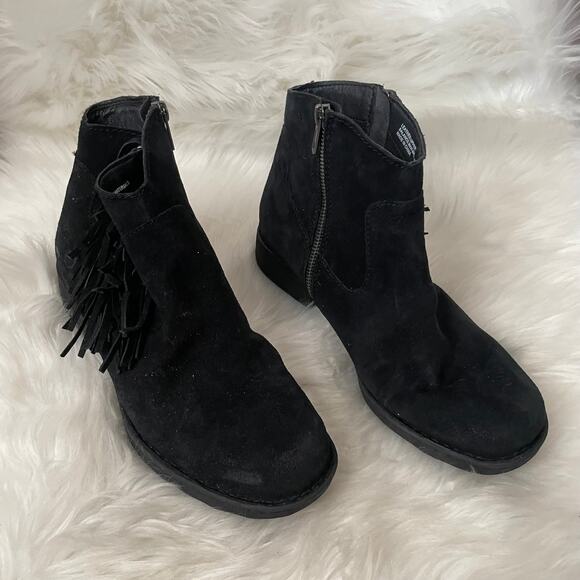 Born Boots Womens Size 9 Black Kenia Suede Leather Fringed Ankle Booties Cowgirl - Picture 4 of 12